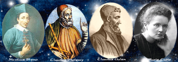 The Mentors, Steno, Ptolemy,  Galen and Curie